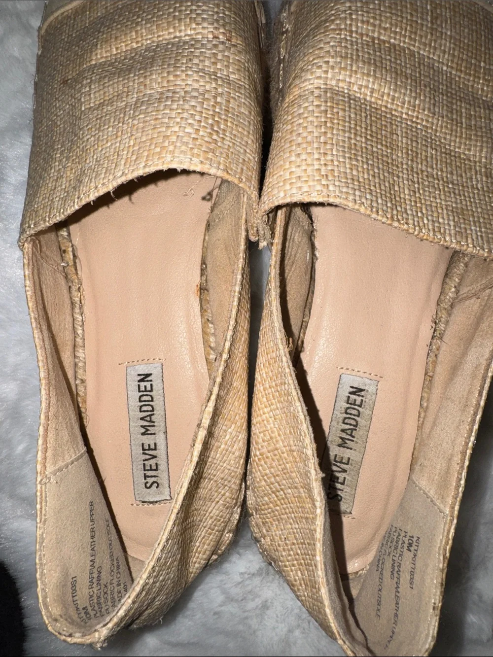 Steve Madden Tan Raffia Slip-On Espadrilles